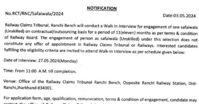 Railway Recruitment 2024 For Safaiwala Post On Contract Basis